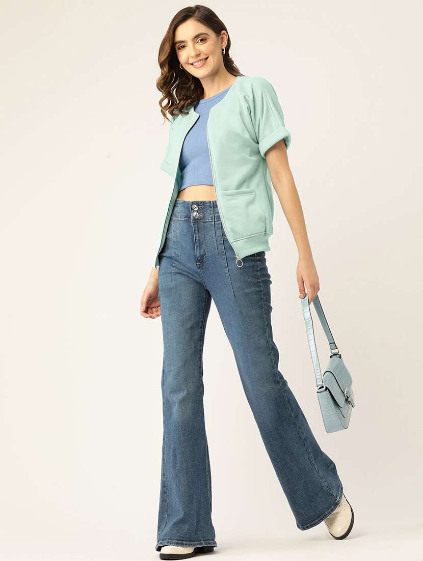 women solid short sleeve jacket - 22087071 -  Standard Image - 3