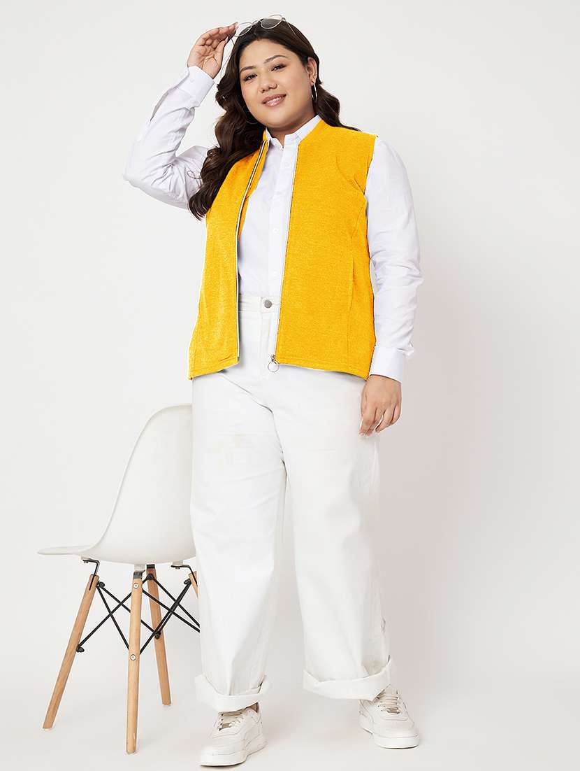 women plus size solid sleeveless jacket - 22087075 -  Standard Image - 5