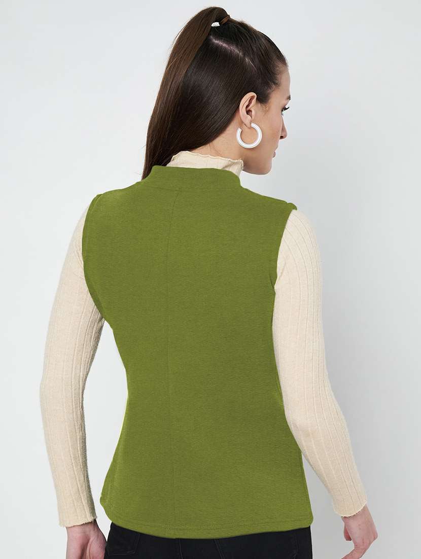 women solid sleeveless jacket - 22087077 -  Standard Image - 3