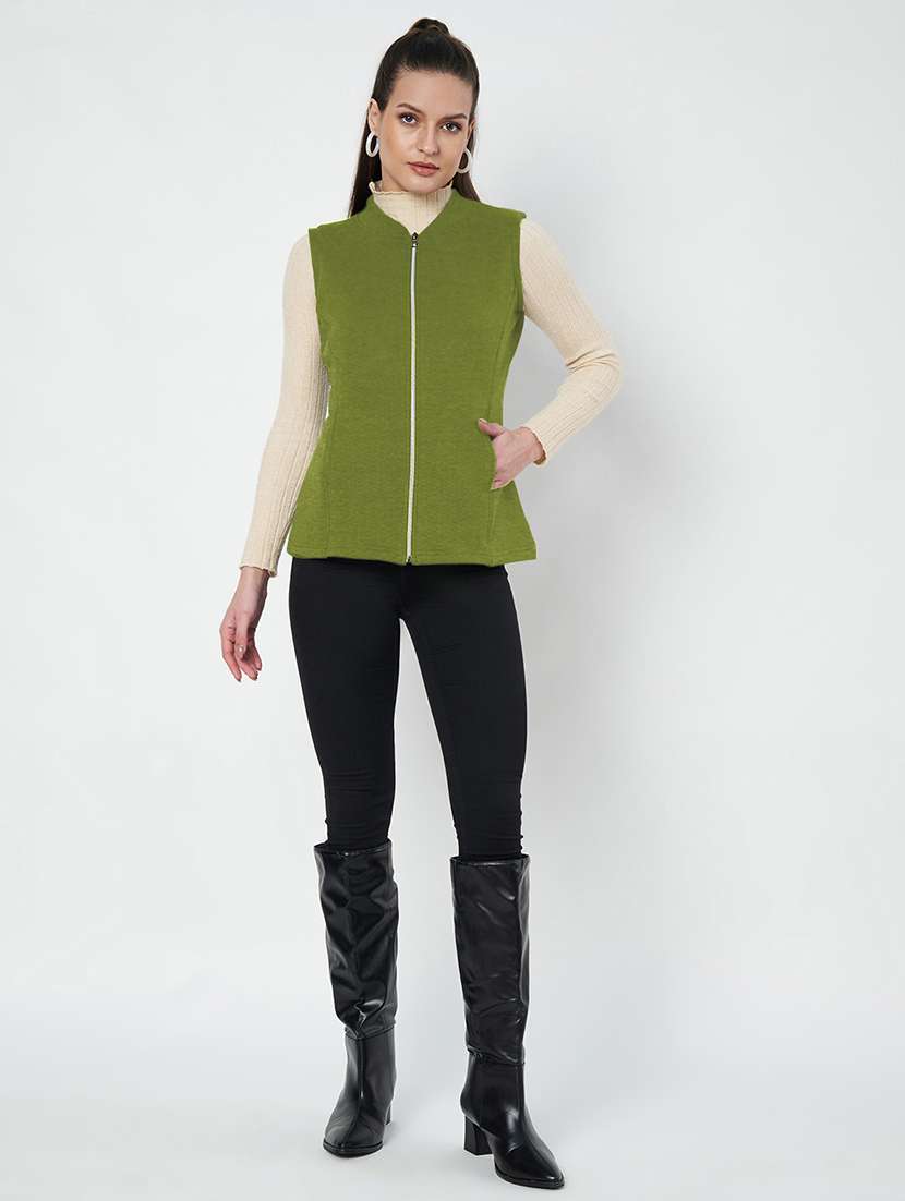 women solid sleeveless jacket - 22087077 -  Standard Image - 5