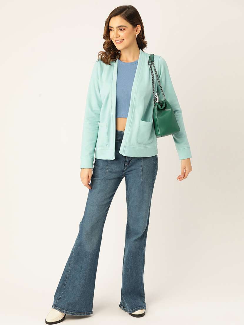 women solid long sleeve shrug - 22087080 -  Standard Image - 3