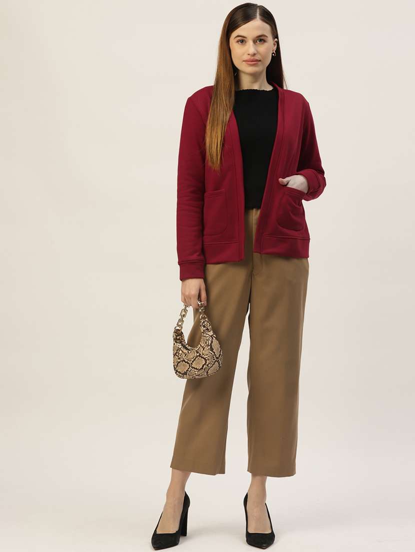 women solid long sleeve shrug - 22087083 -  Standard Image - 3