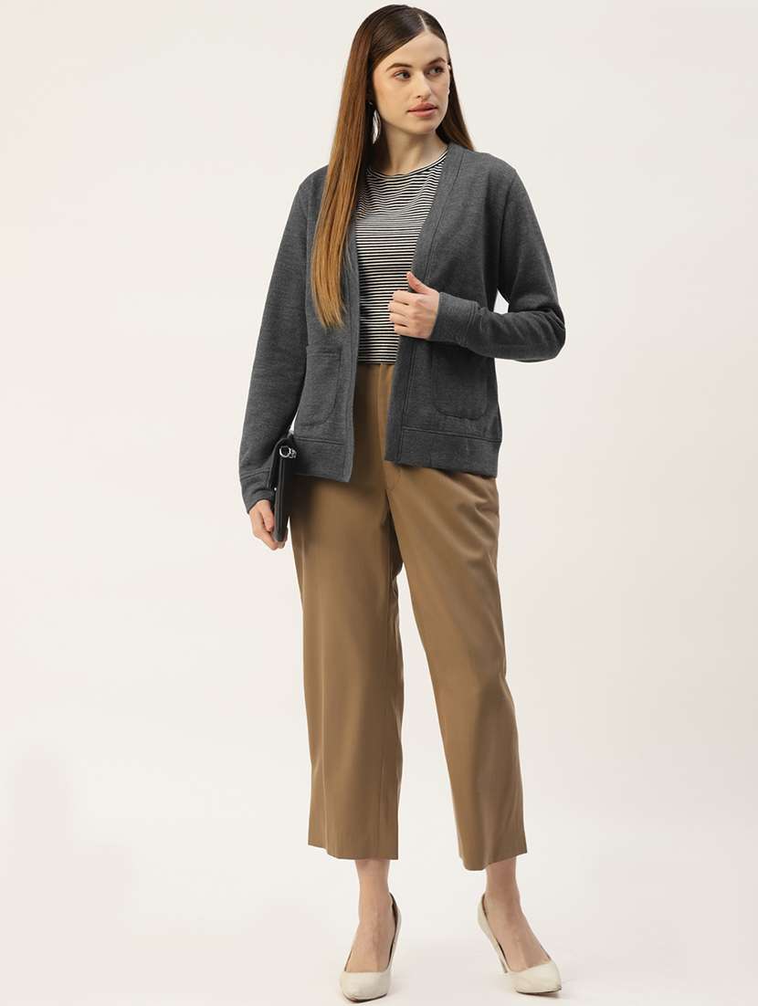 women solid long sleeve shrug - 22087086 -  Standard Image - 3