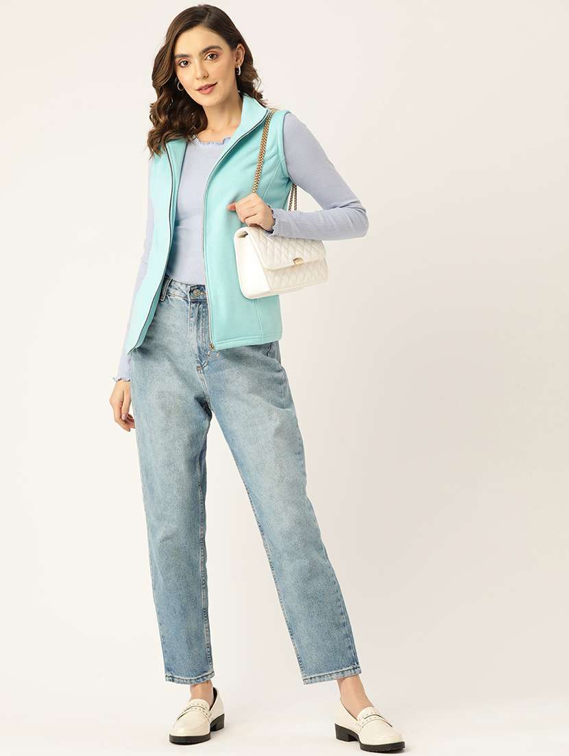 women solid sleeveless jacket - 22087087 -  Standard Image - 3