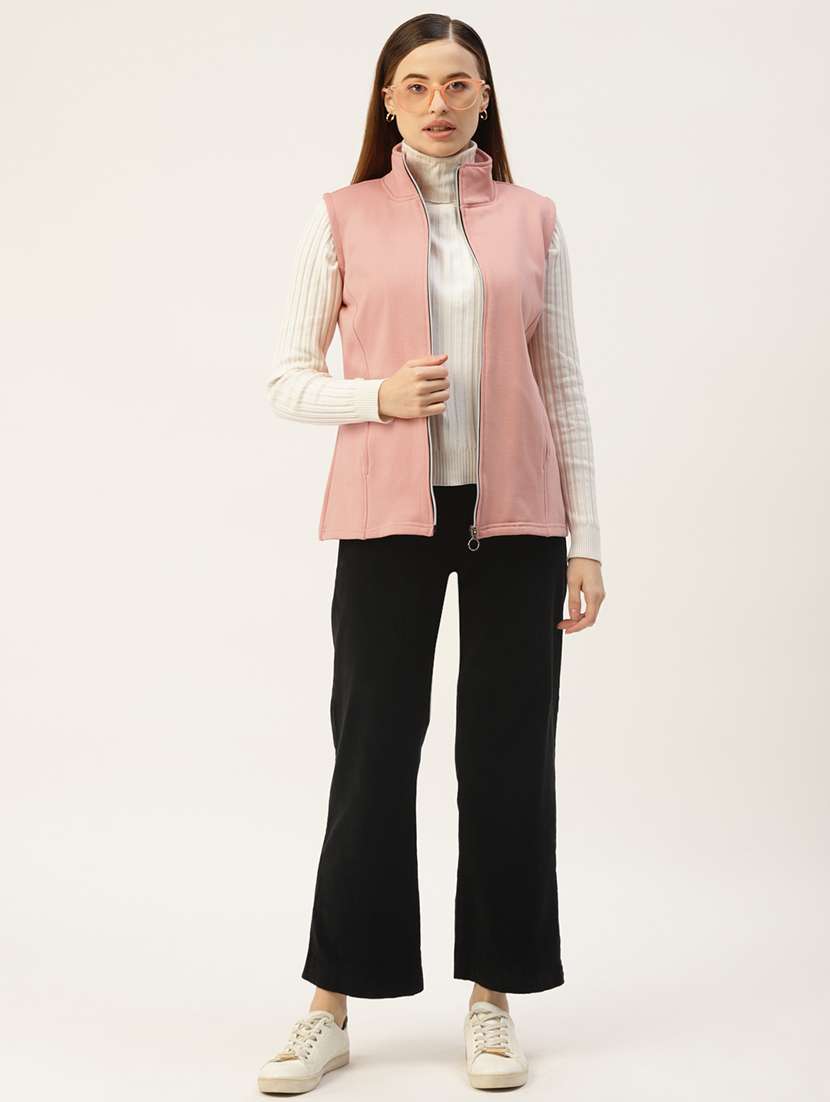 women solid sleeveless jacket - 22087089 -  Standard Image - 3