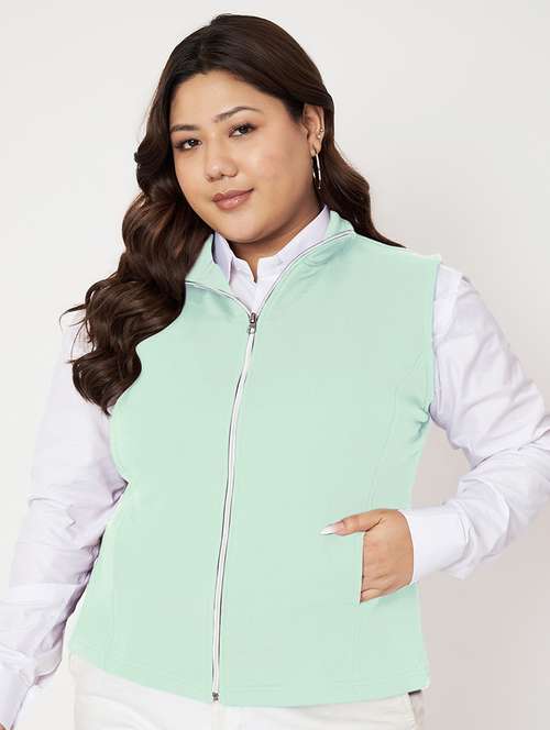 women plus size solid sleeveless jacket - 22087090 -  Standard Image - 0