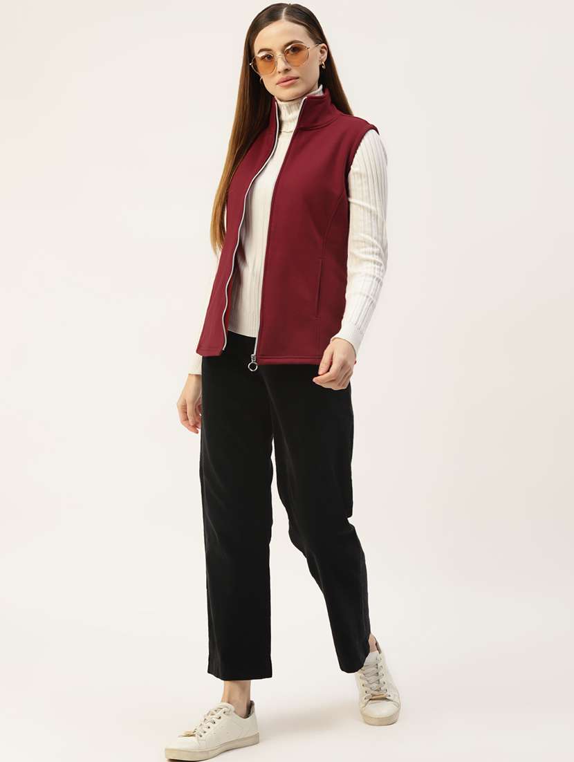 women solid sleeveless jacket - 22087091 -  Standard Image - 3