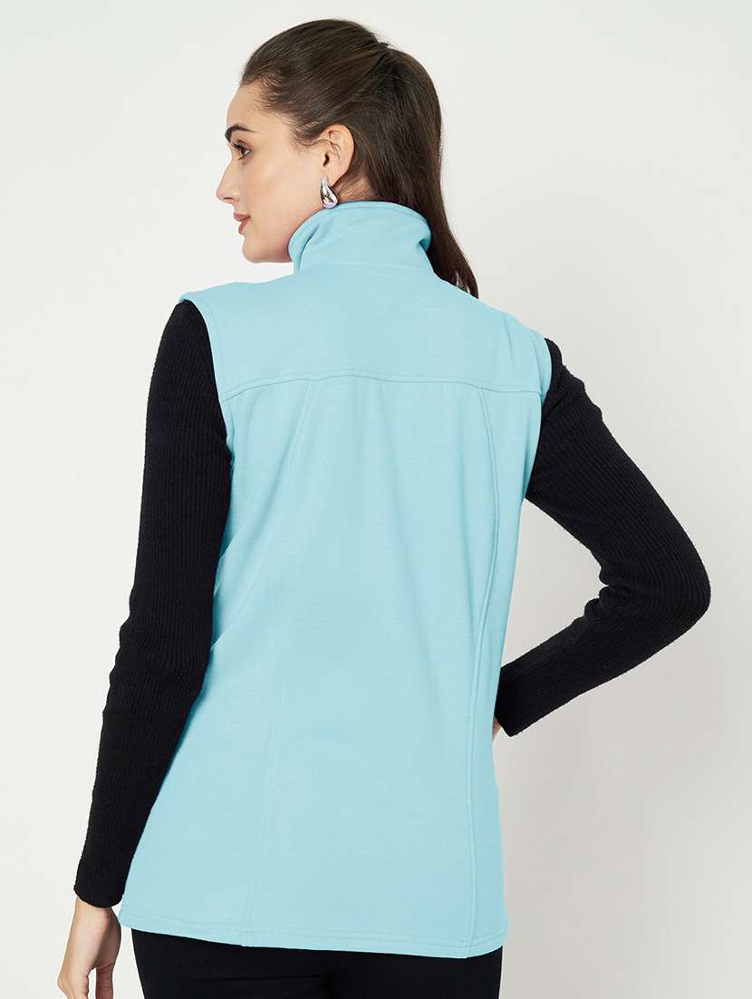 women solid sleeveless jacket - 22087102 -  Standard Image - 3