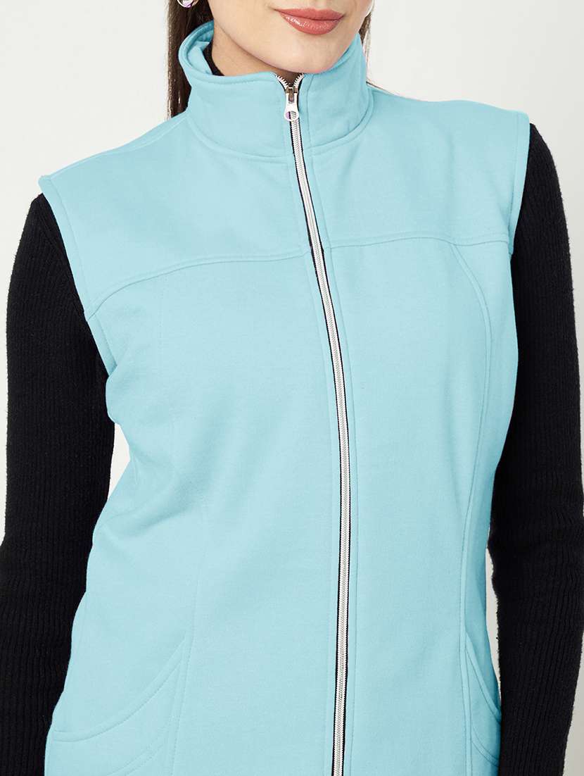 women solid sleeveless jacket - 22087102 -  Standard Image - 5
