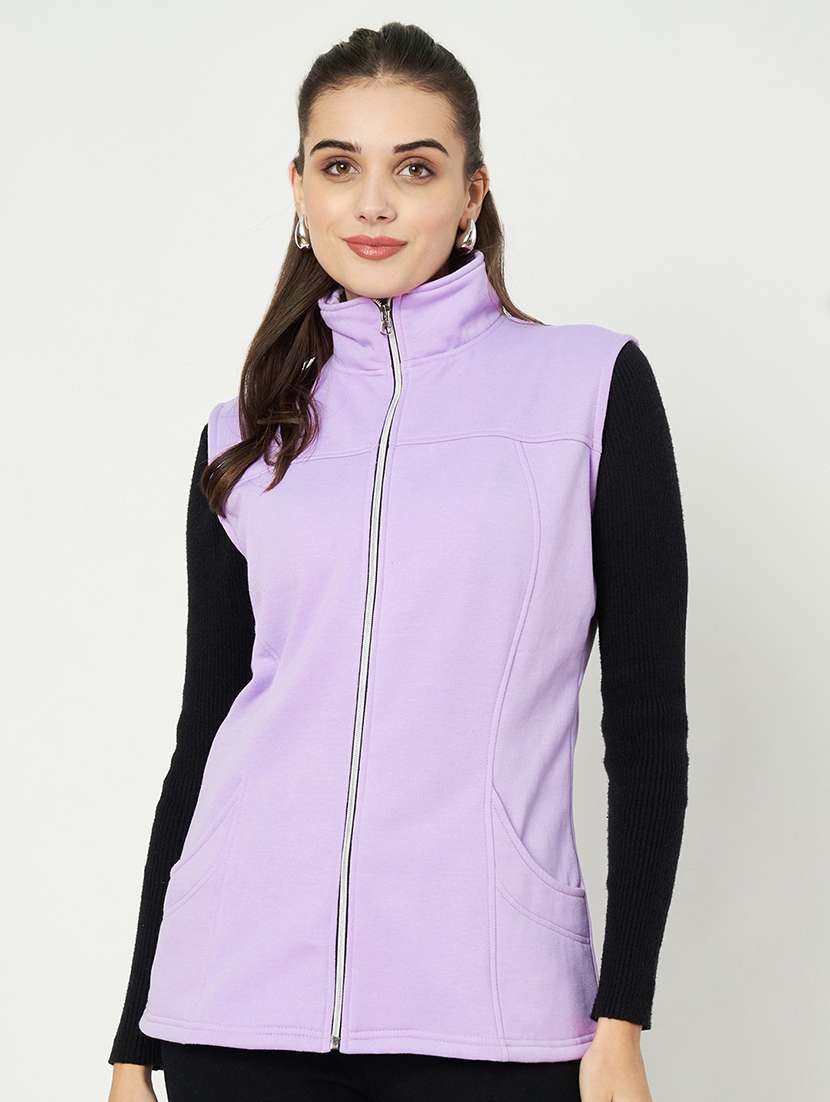 women solid sleeveless jacket - 22087103 -  Standard Image - 3