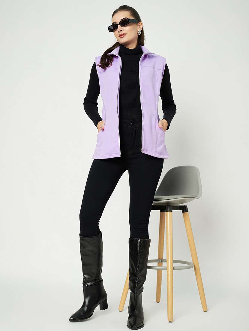 women solid sleeveless jacket - 22087103 -  Standard Image - 5
