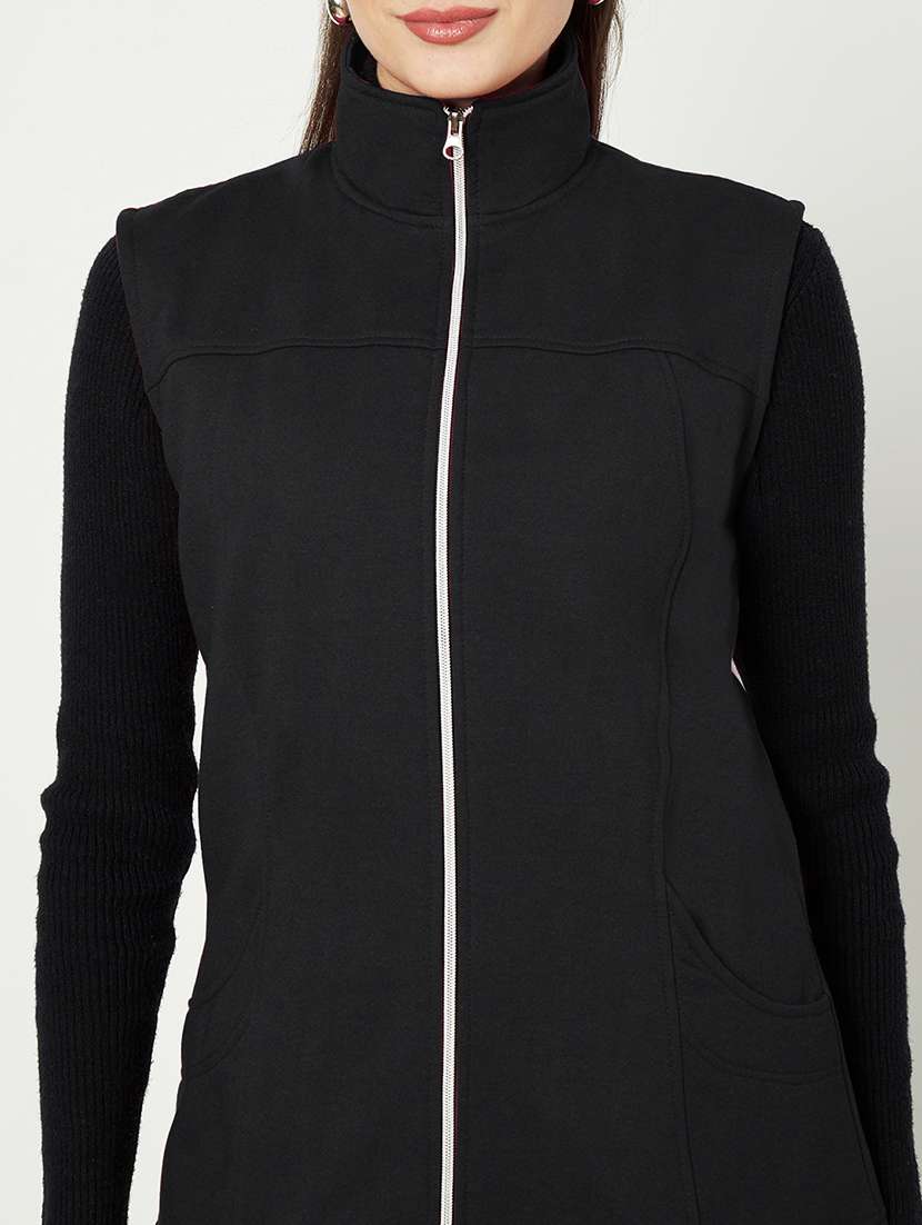 women solid sleeveless jacket - 22087104 -  Standard Image - 5