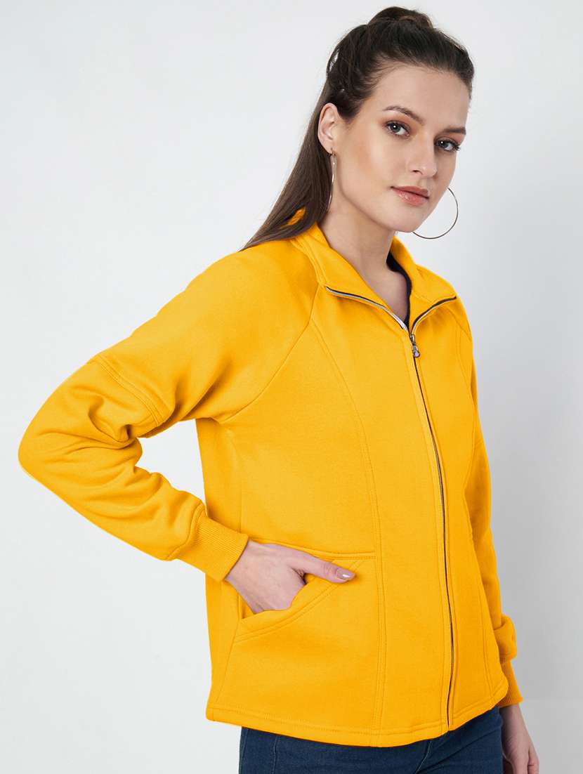 Women Solid Stand Collar Long Sleeve Jacket - 22087109 -  Standard Image - 3