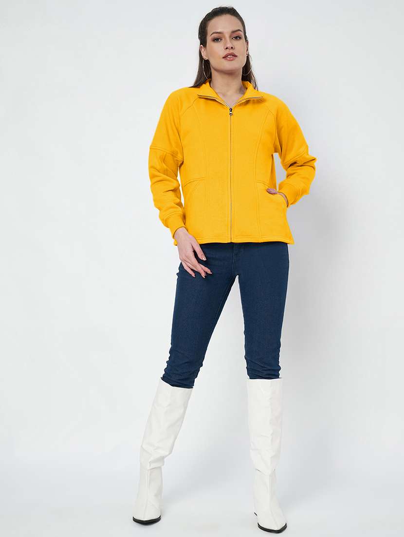 Women Solid Stand Collar Long Sleeve Jacket - 22087109 -  Standard Image - 5