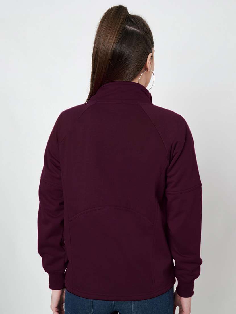 women solid stand collar long sleeve jacket - 22087116 -  Standard Image - 3