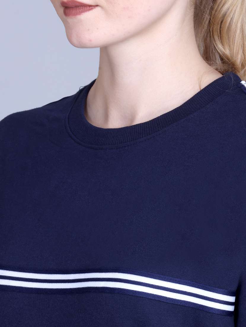 women solid round neck long sleeve sweatshirt - 22087127 -  Standard Image - 3