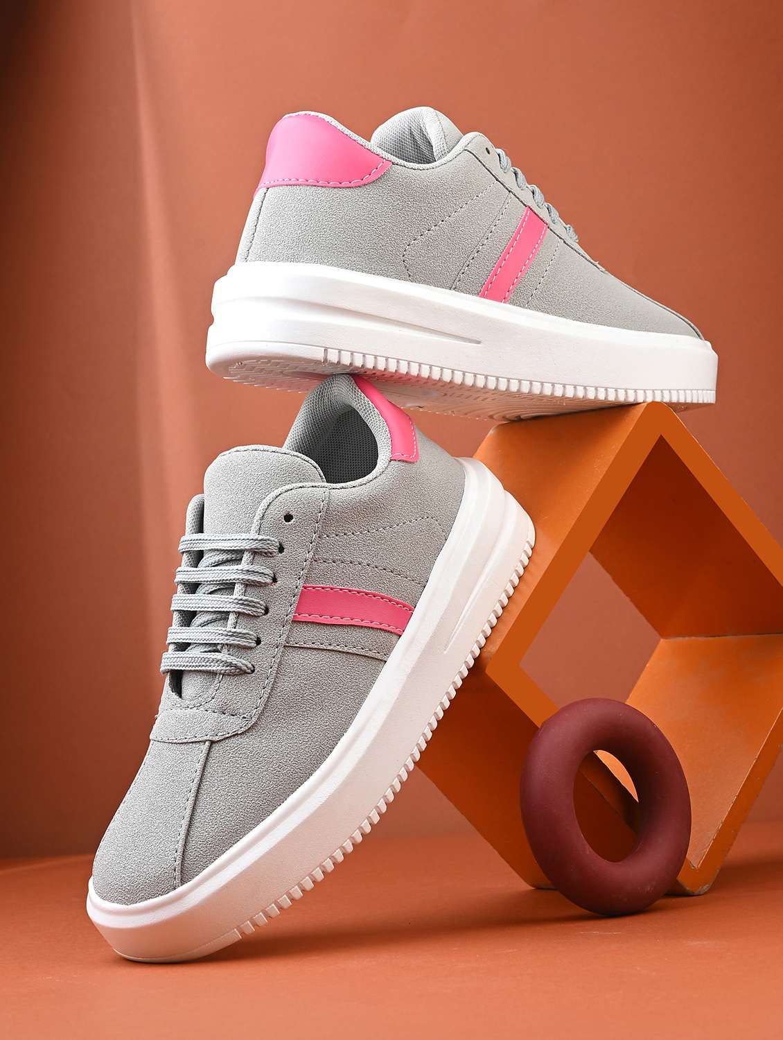 women grey lace-up sports shoe - 22087176 - Zoom Image - 0