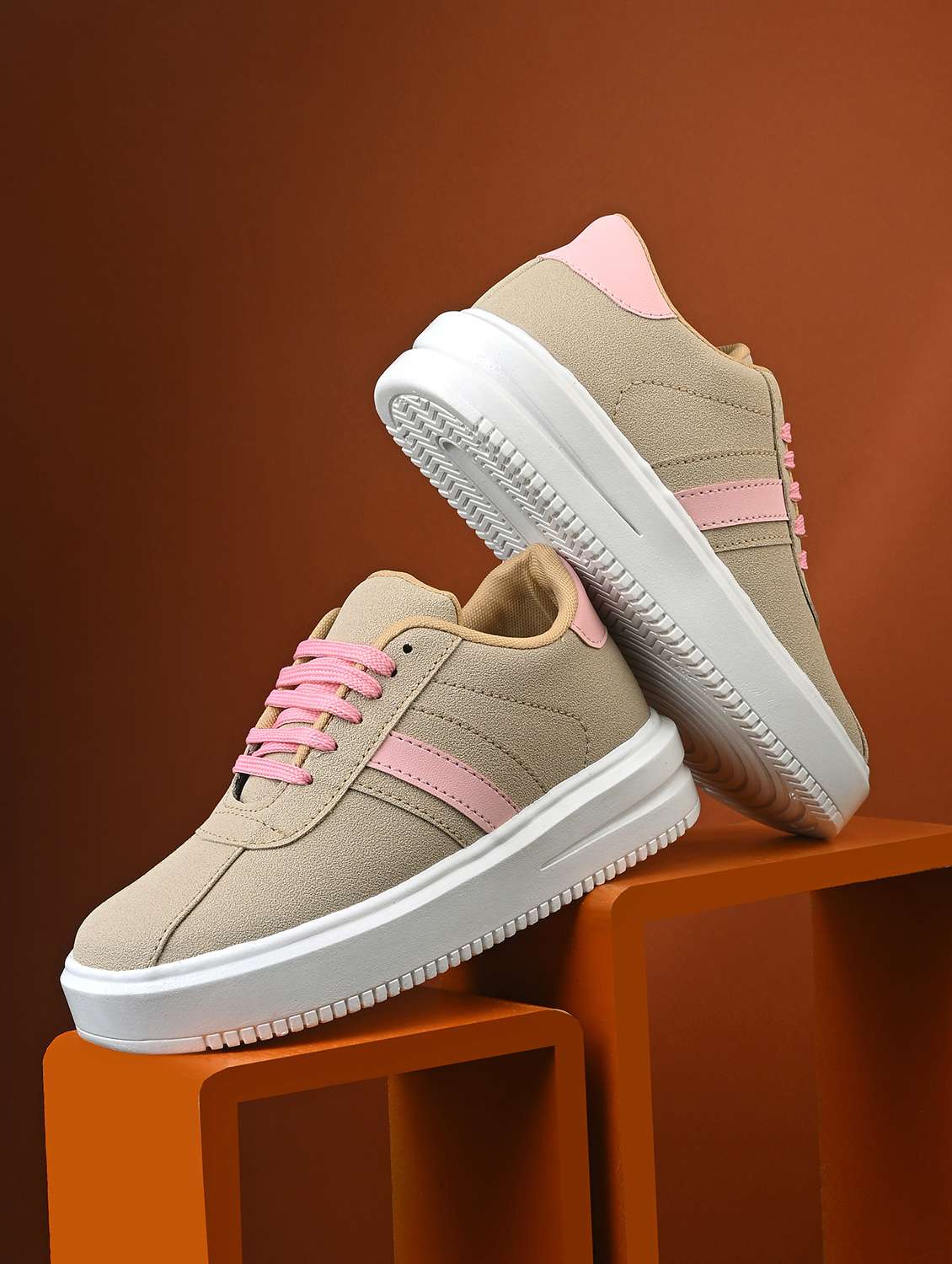 women beige lace-up sports shoe - 22087178 - Zoom Image - 0