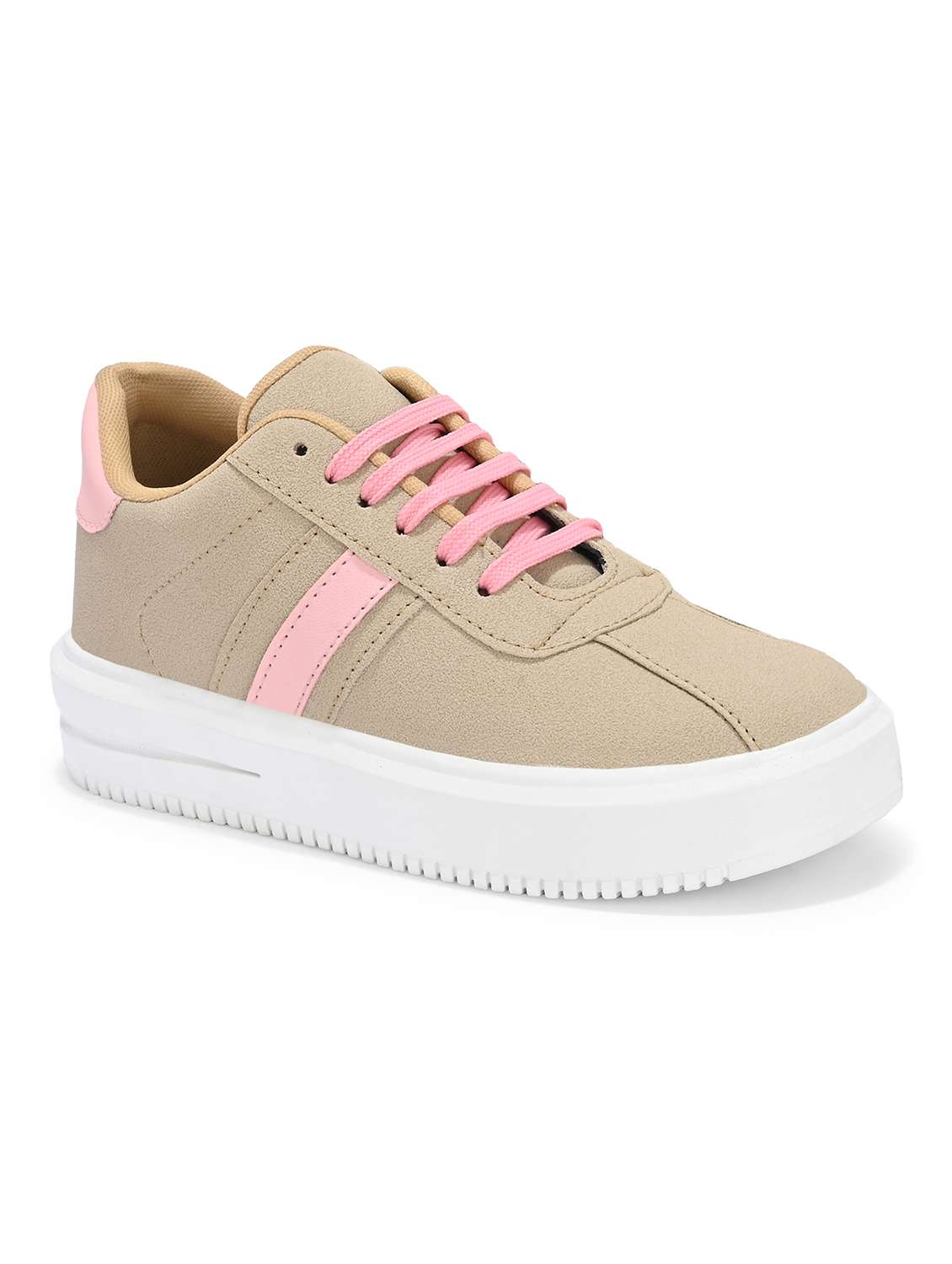women beige lace-up sports shoe - 22087178 - Standard Image - 3