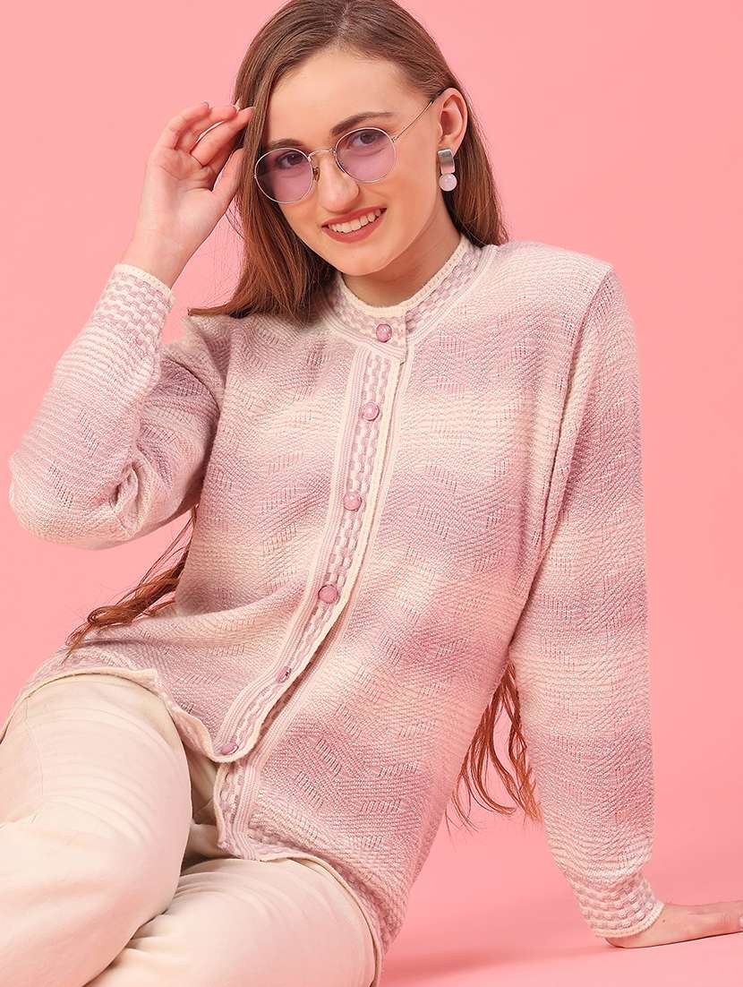 women self design long sleeve cardigan