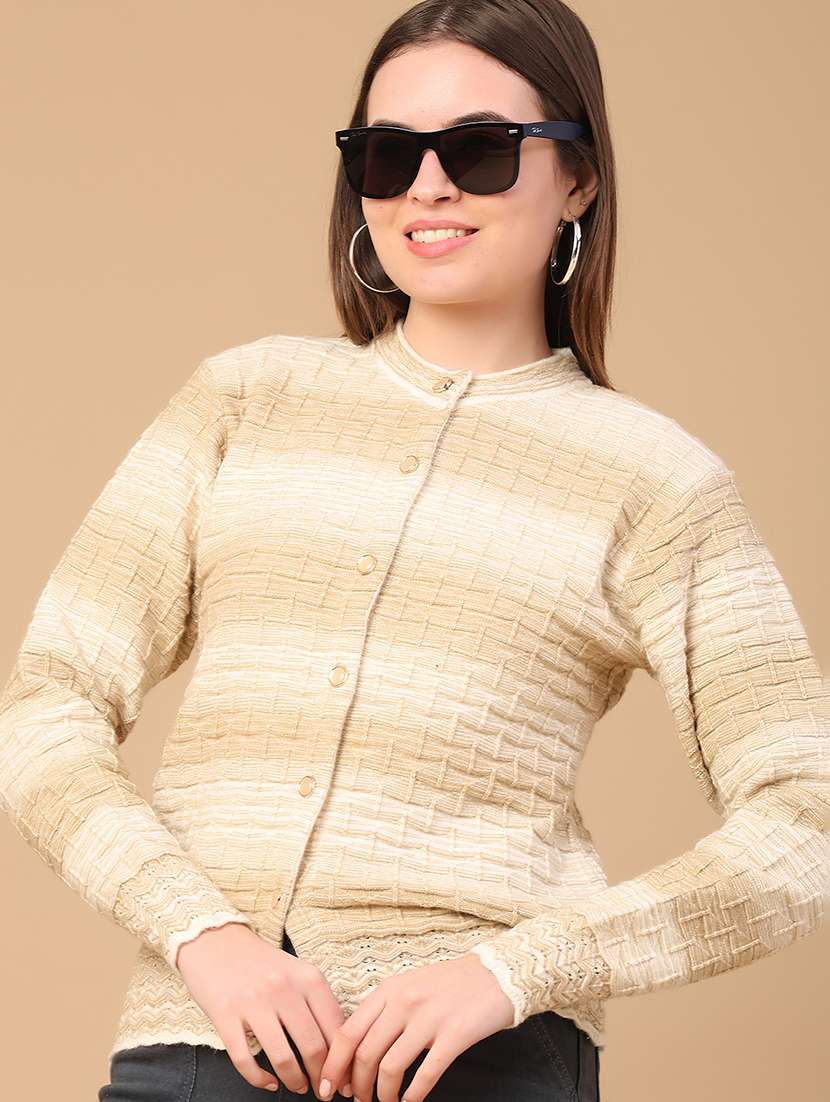 women self design long sleeve cardigan