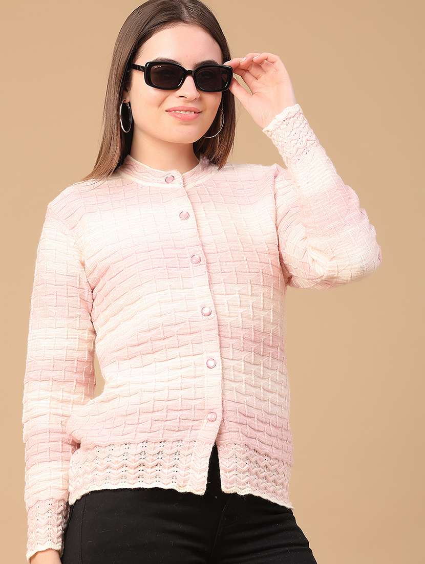 women self design long sleeve cardigan