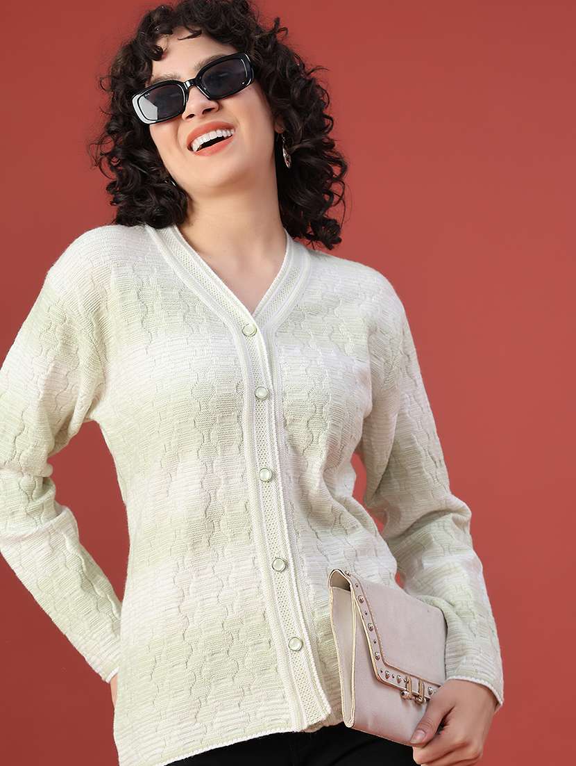 women self design long sleeve cardigan