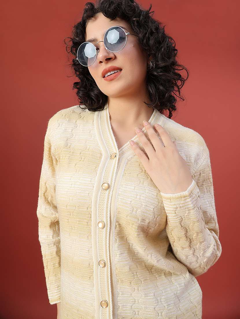 women self design long sleeve cardigan