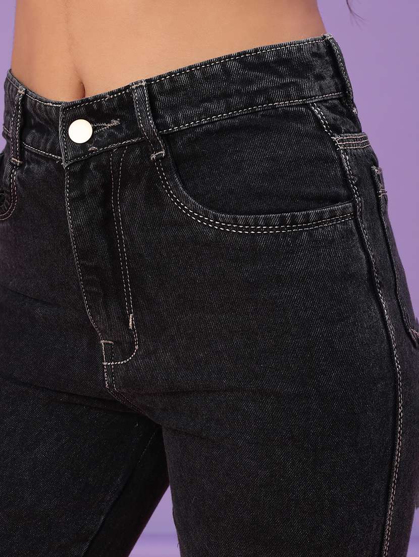 women solid high rise straight fit jean - 22087857 -  Standard Image - 5