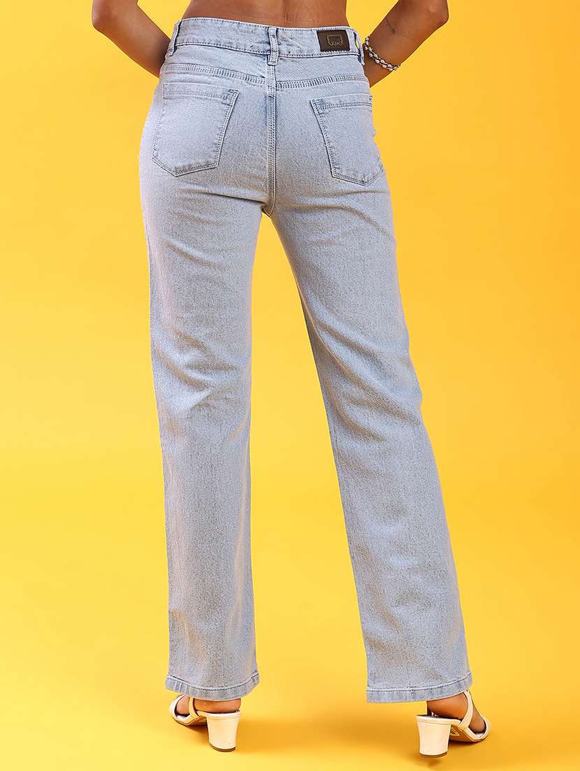 women plain mid rise straight fit jeans - 22087858 -  Standard Image - 3