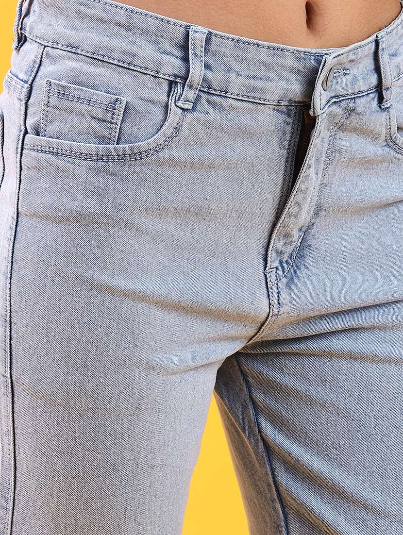 women plain mid rise straight fit jeans - 22087858 -  Standard Image - 5