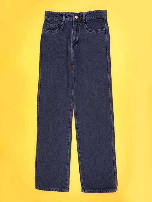 women solid high rise straight fit jean - 22087860 -  Standard Image - 0