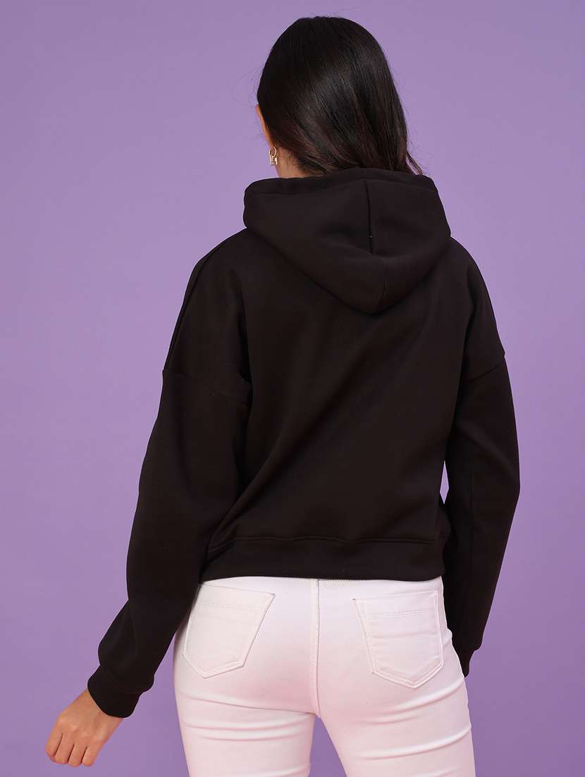 women typographic long sleeve hooded sweatshirt - 22087878 -  Standard Image - 3