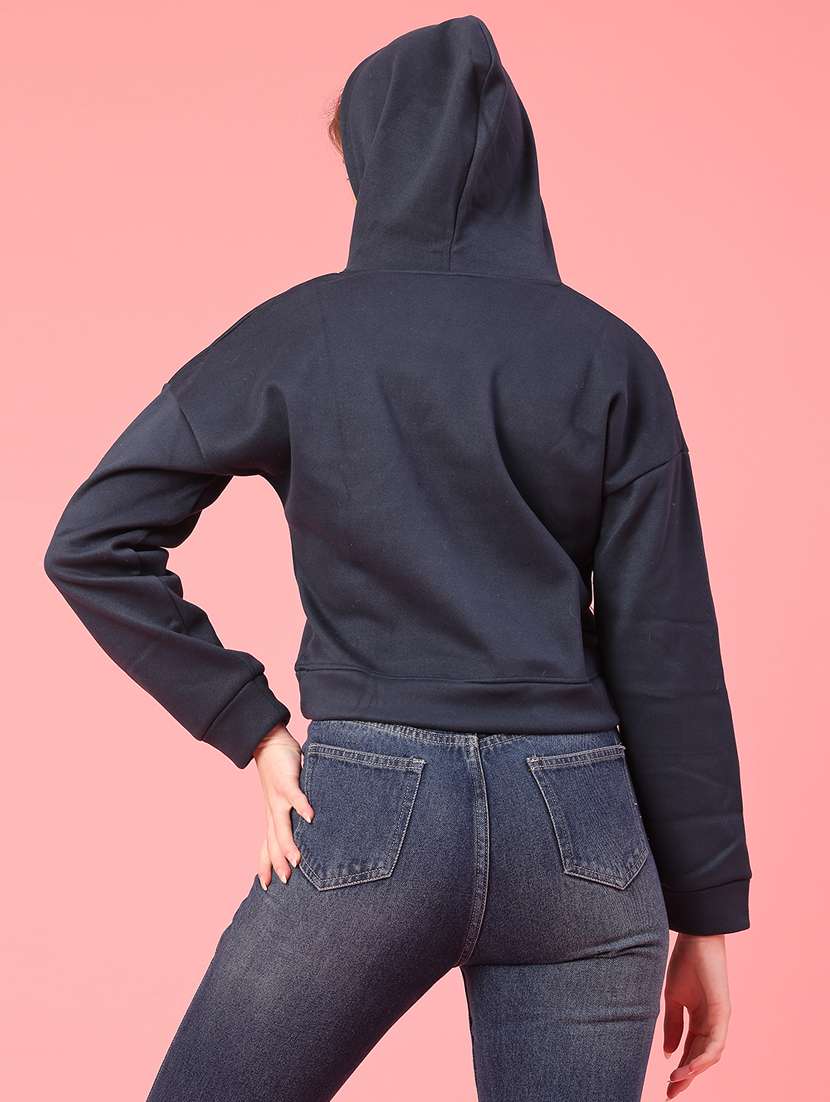 women long sleeve hooded cropped sweatshirt - 22087879 -  Standard Image - 3