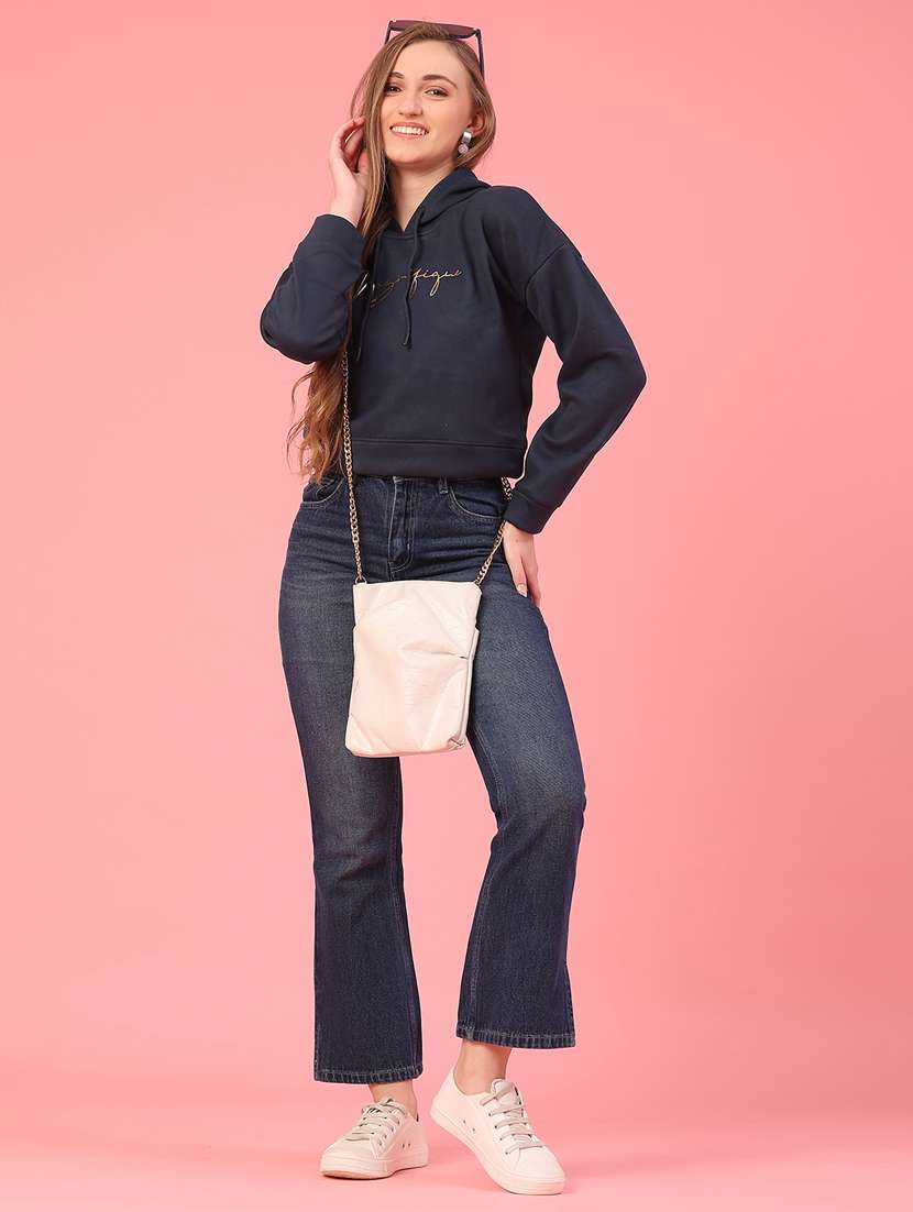 women long sleeve hooded cropped sweatshirt - 22087879 -  Standard Image - 5