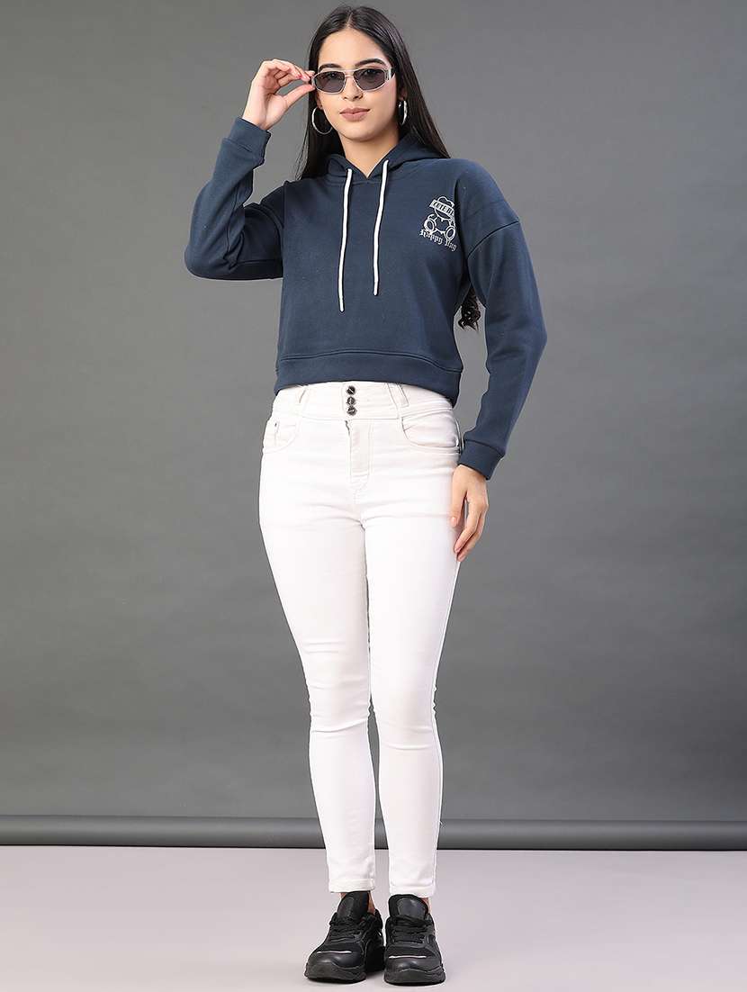 women typographic long sleeve hooded sweatshirt - 22087884 -  Standard Image - 5