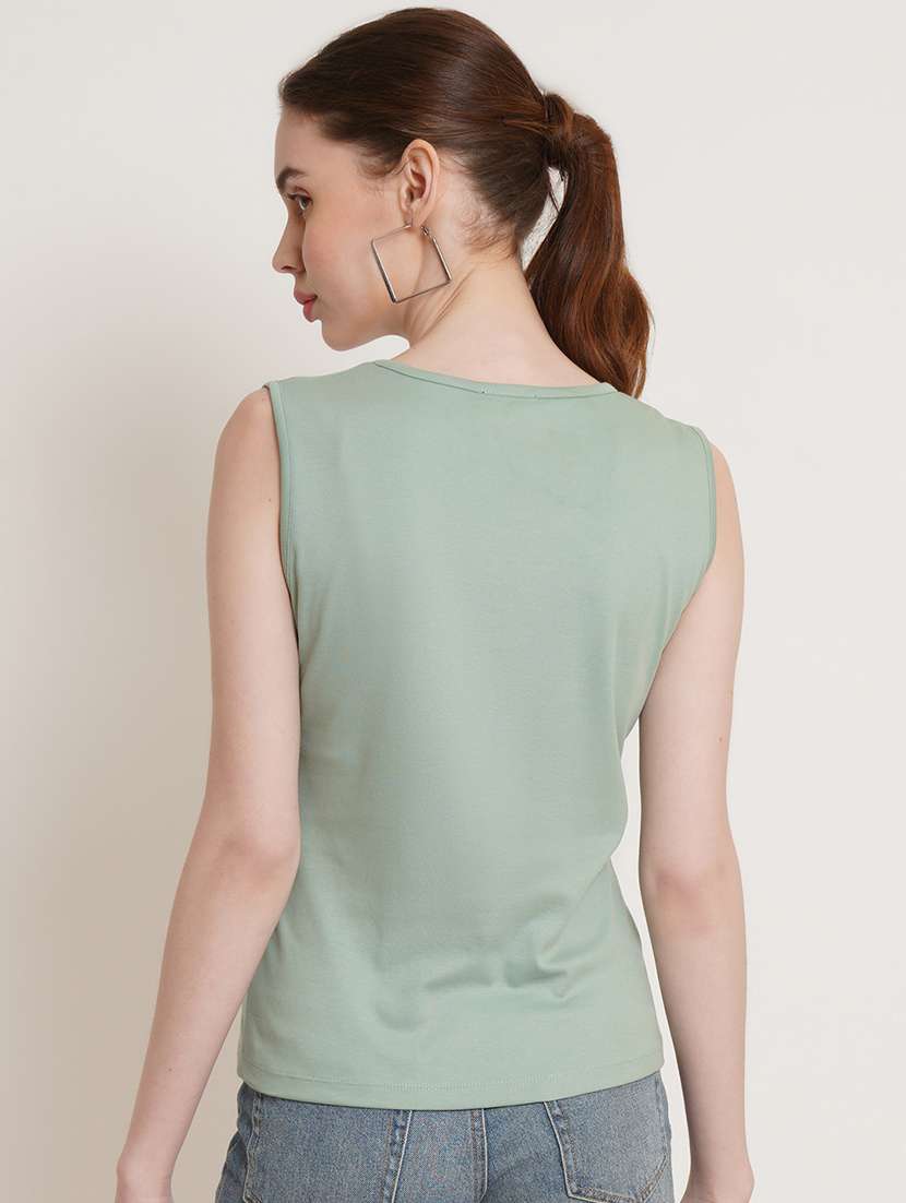 women solid notch neck sleeveless tank top - 22087919 -  Standard Image - 3