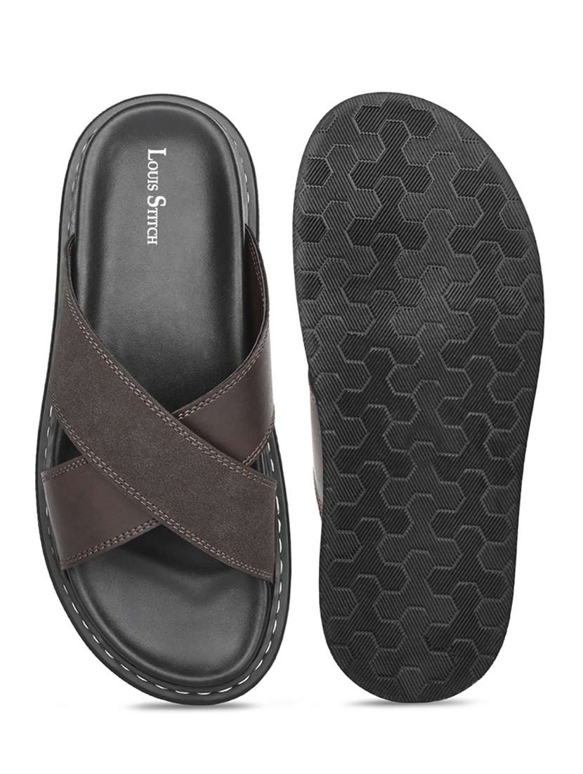 men brown slip on sandal - 22087921 -  Standard Image - 3