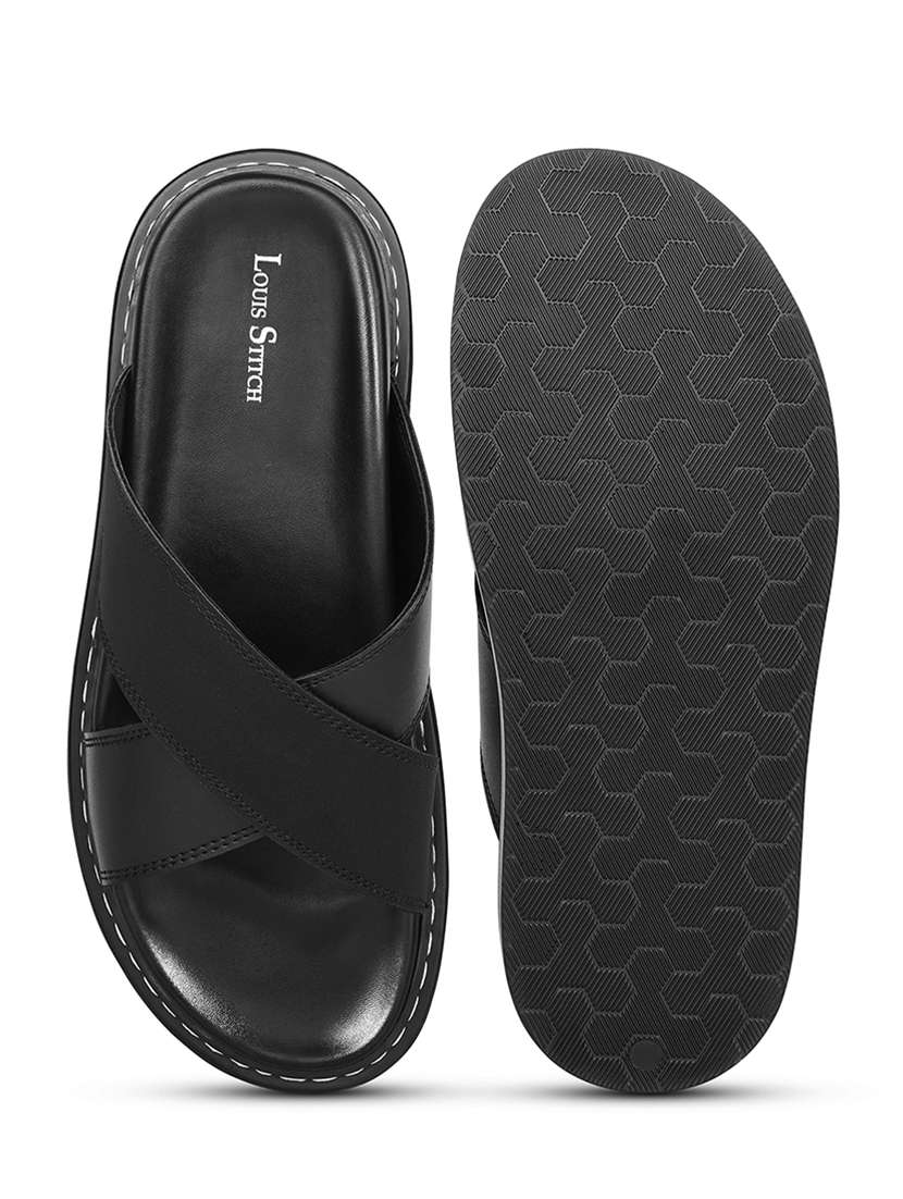 men black slip on sandal - 22087922 -  Standard Image - 3