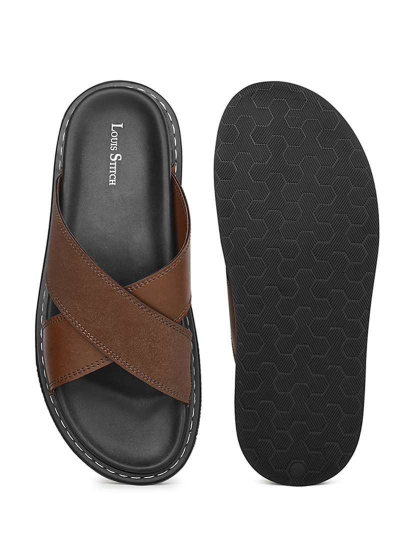 men brown slip on sandal - 22087923 -  Standard Image - 3