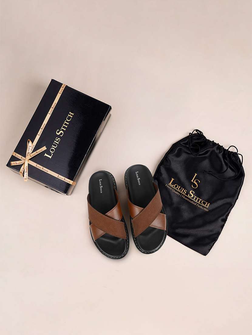 men brown slip on sandal - 22087923 -  Standard Image - 5