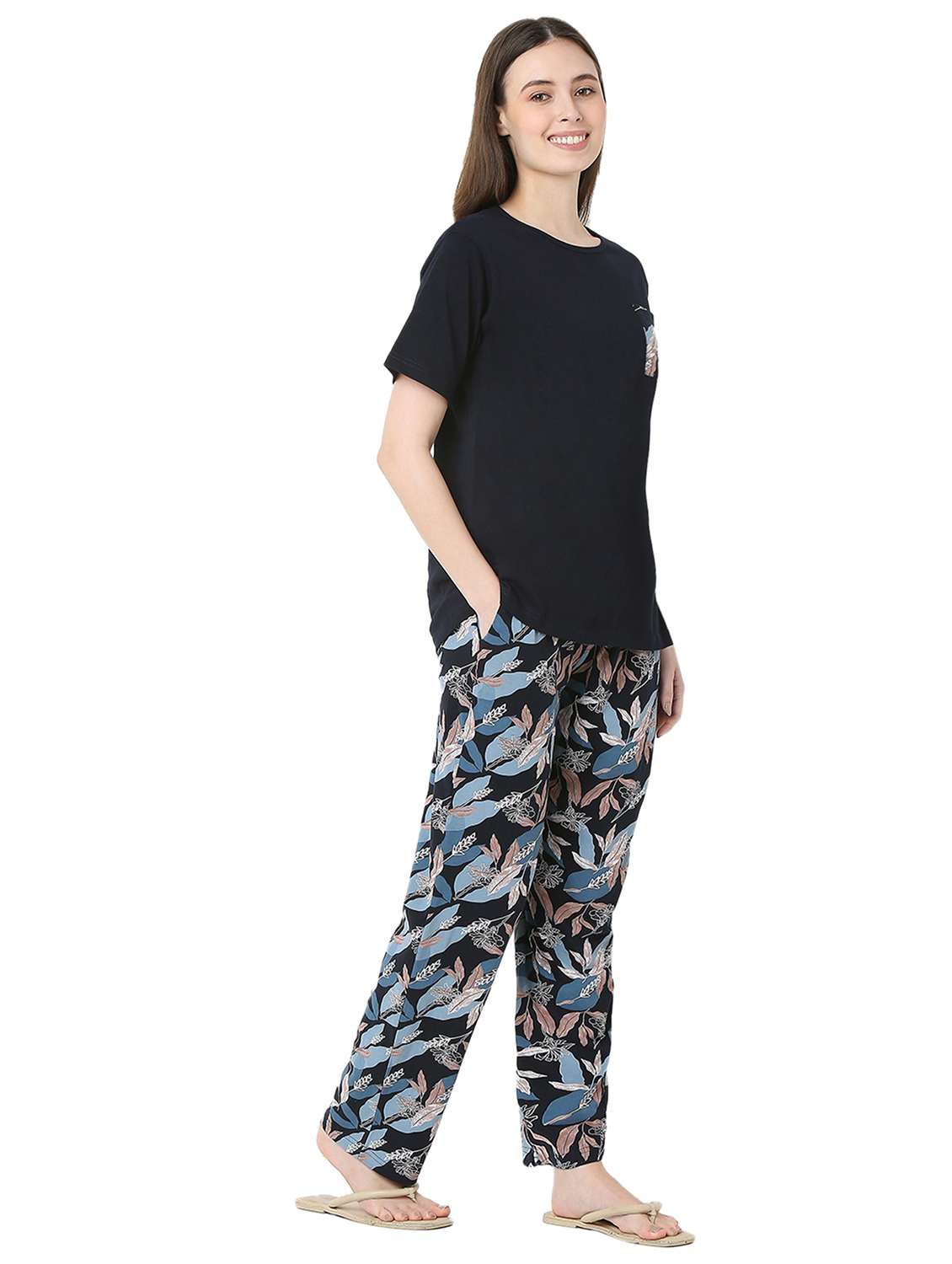 navy blue cotton pyjama set nightwear - 22087924 - Standard Image - 3
