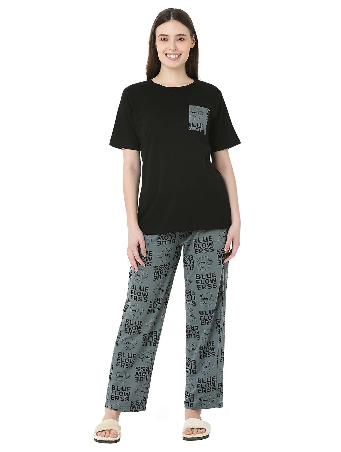black cotton pyjama set nightwear