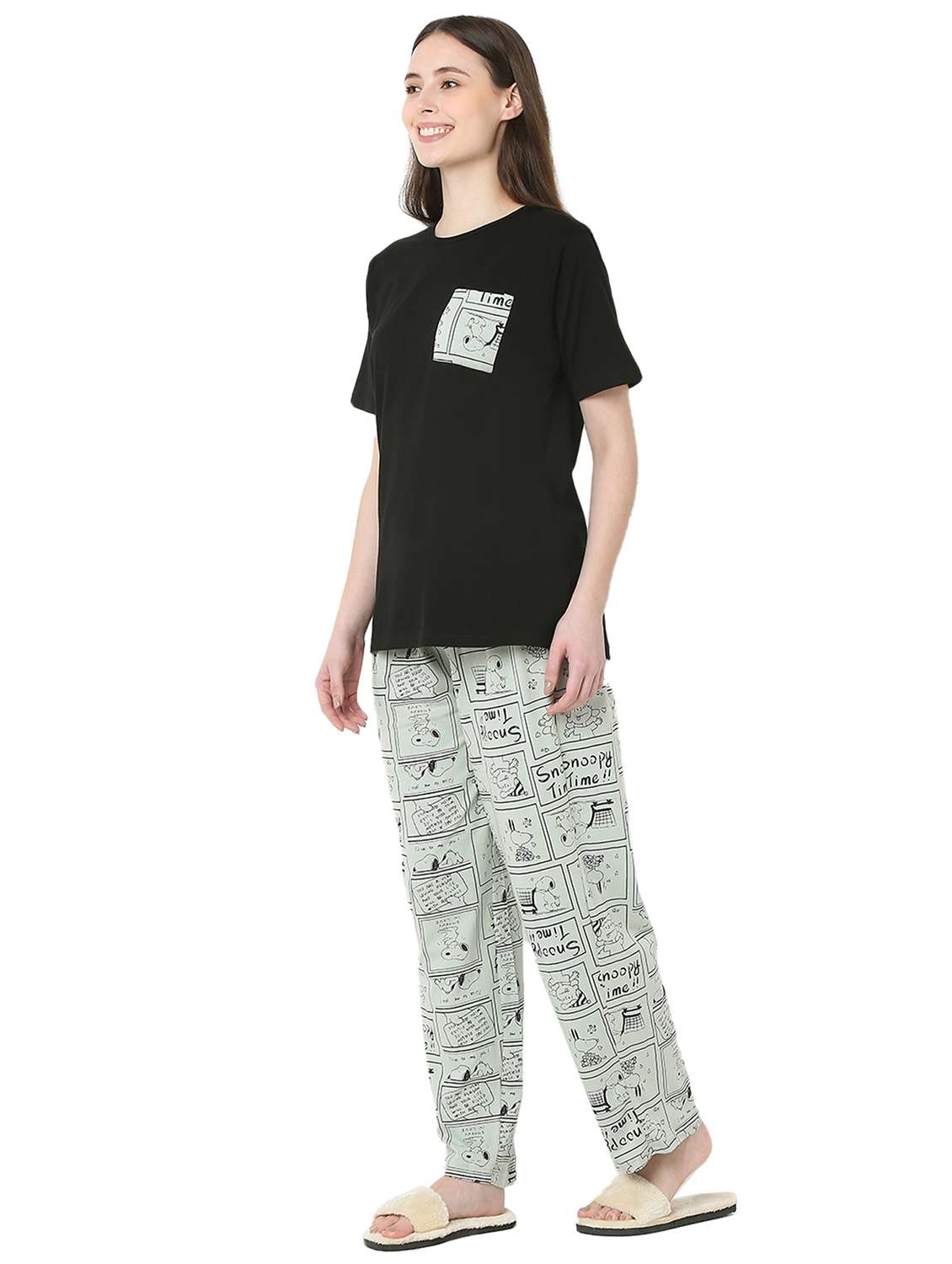 black cotton pyjama set nightwear - 22087929 -  Standard Image - 3