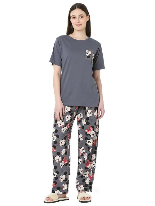 grey cotton pyjama set nightwear - 22087931 -  Standard Image - 0
