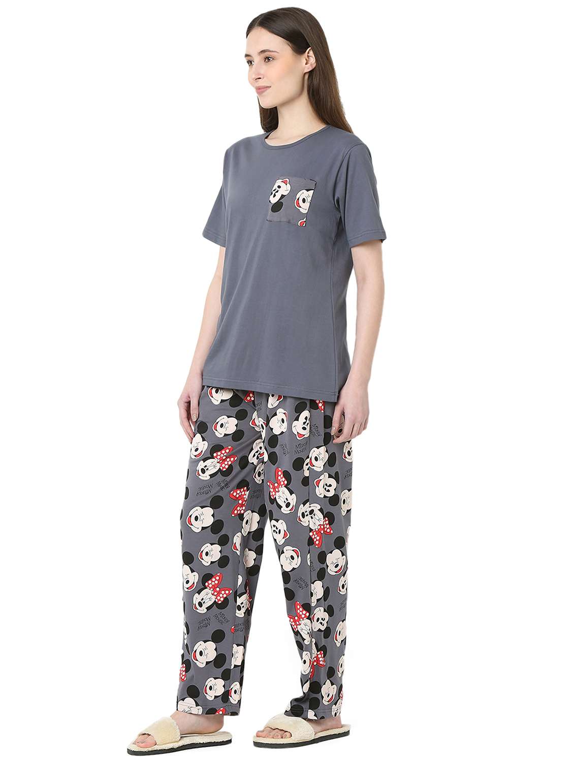 grey cotton pyjama set nightwear - 22087931 -  Standard Image - 3