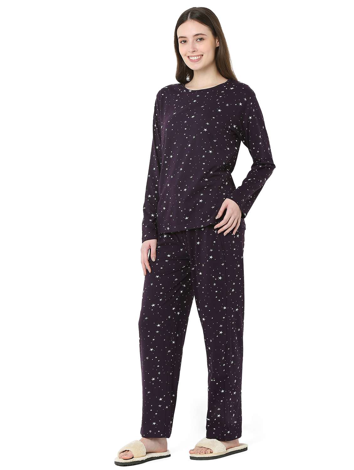 women printed long sleeve nightwear pyjama set - 22087935 -  Standard Image - 3