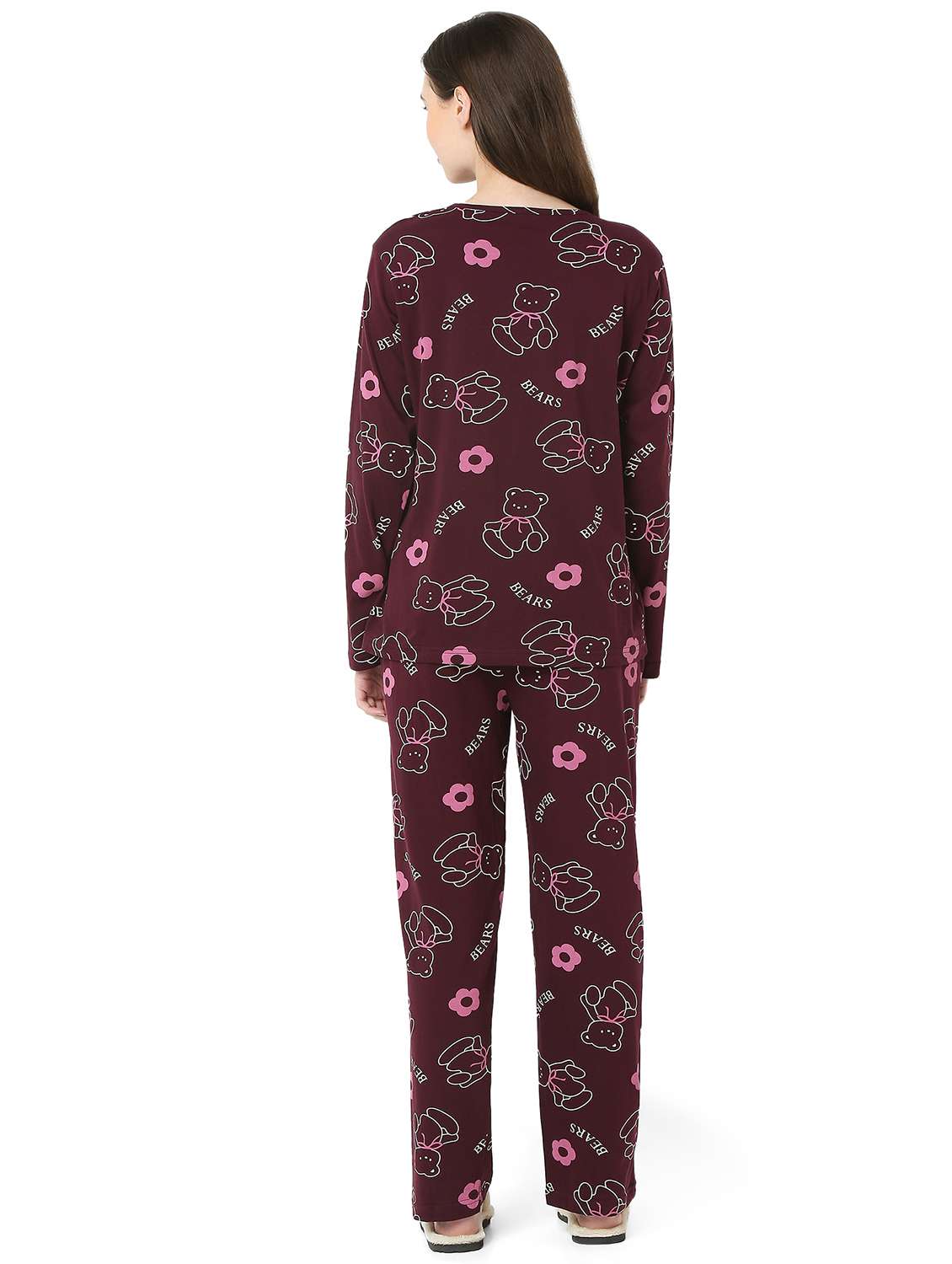 women printed long sleeve nightwear pyjama set - 22087937 -  Standard Image - 3