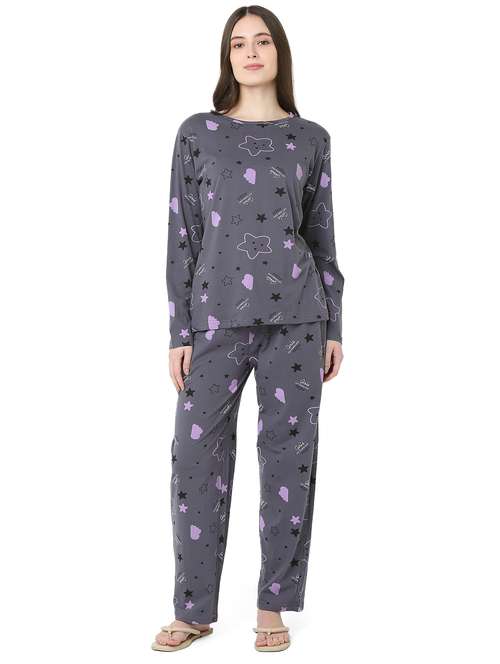 women printed long sleeve nightwear pyjama set - 22087938 -  Standard Image - 0