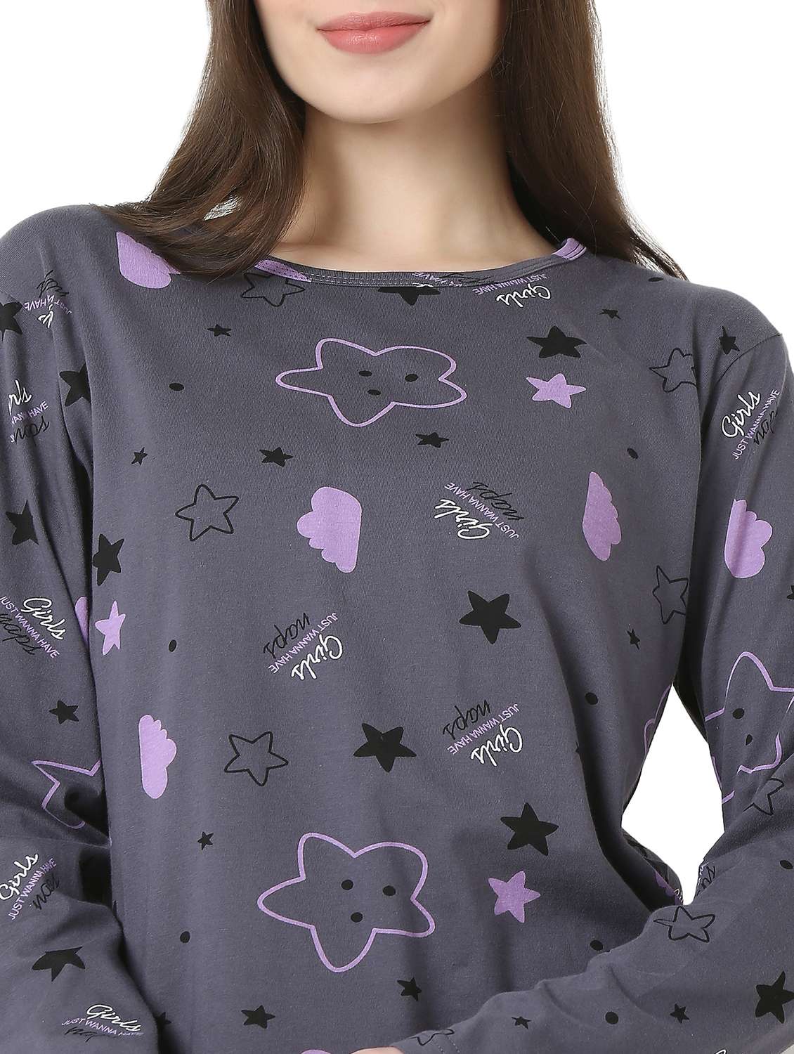 women printed long sleeve nightwear pyjama set - 22087938 -  Standard Image - 5